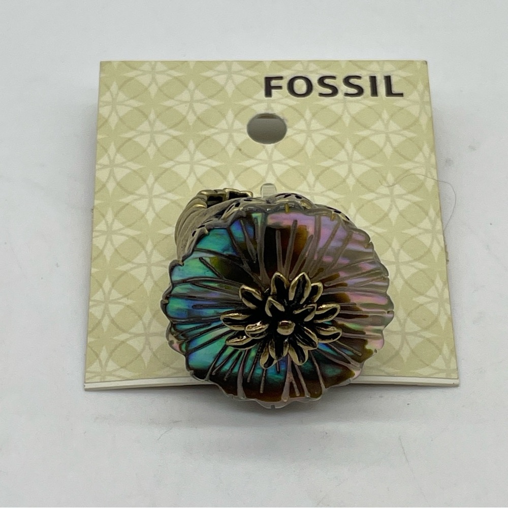 NEW Fossil Ring #2 Stretch Floral Iridescent NWT